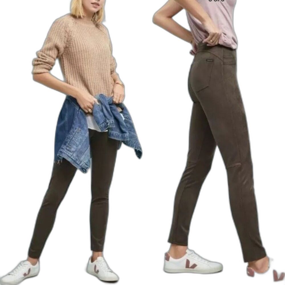 Anthropologie Sanctuary Pant Brown Faux Suede High Rise Pull On Large